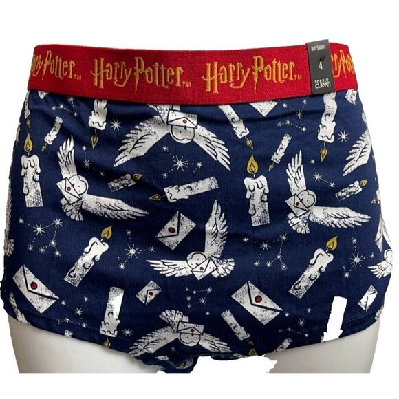 Harry Potter + 5 Owl Post Candle Graphic Name Waistband Cotton Boyshort Panties - Picture 2 of 5